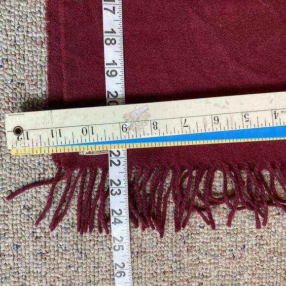 Vintage Baltman & Co 100% Cashmere Scarf Made In Germany Dark Red Fringes Luxury - Picture 3 of 5